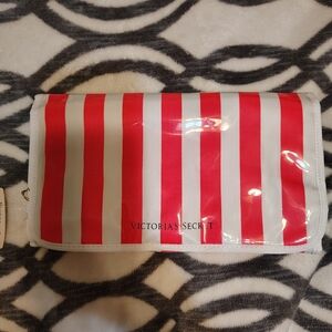 Victoria's Secret Pink & White Stripe Hanging Toiletry Cosmetic Pouch/Bag
